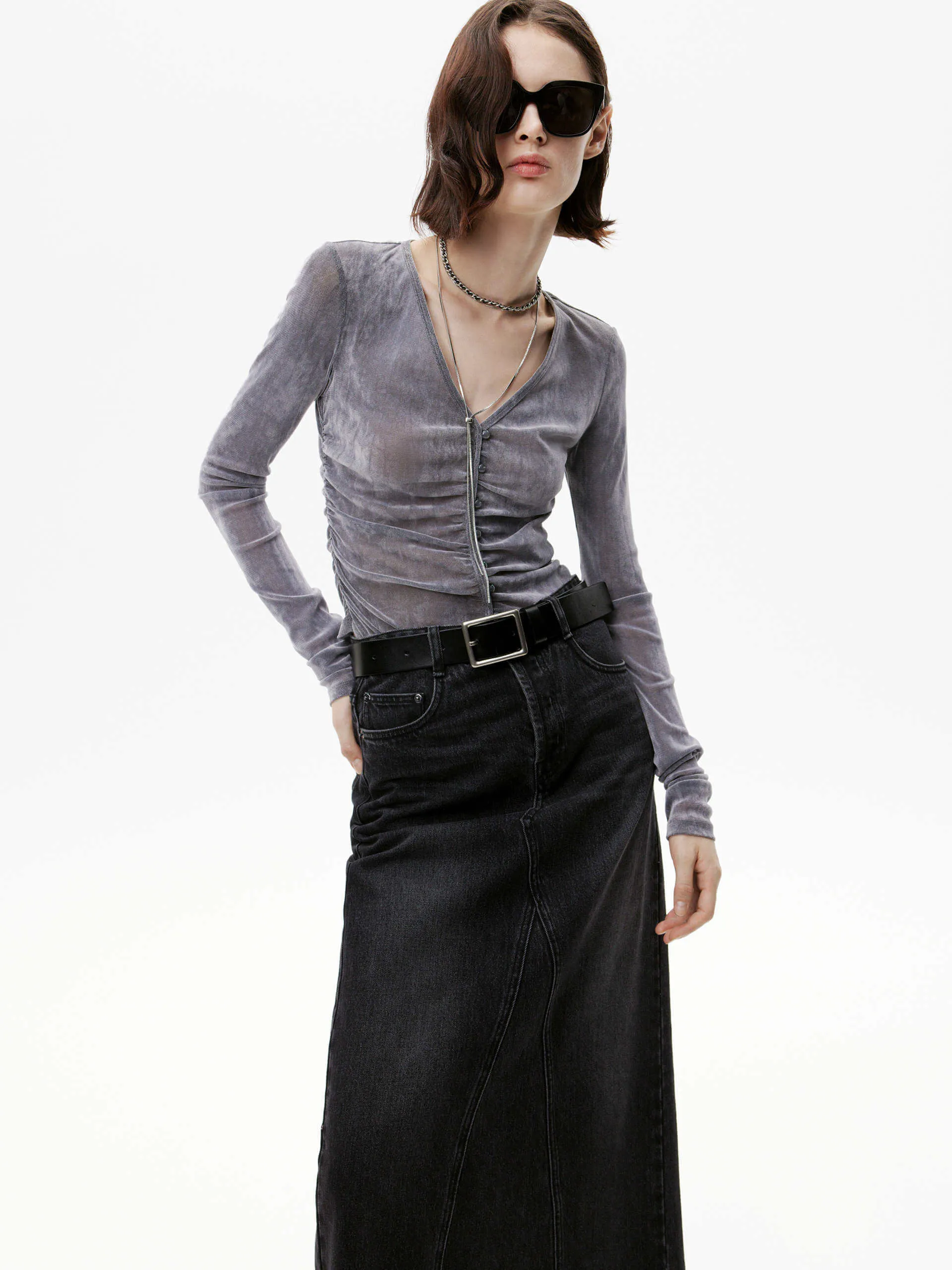 Pleated Detail Slim Top sold by Mo&Co