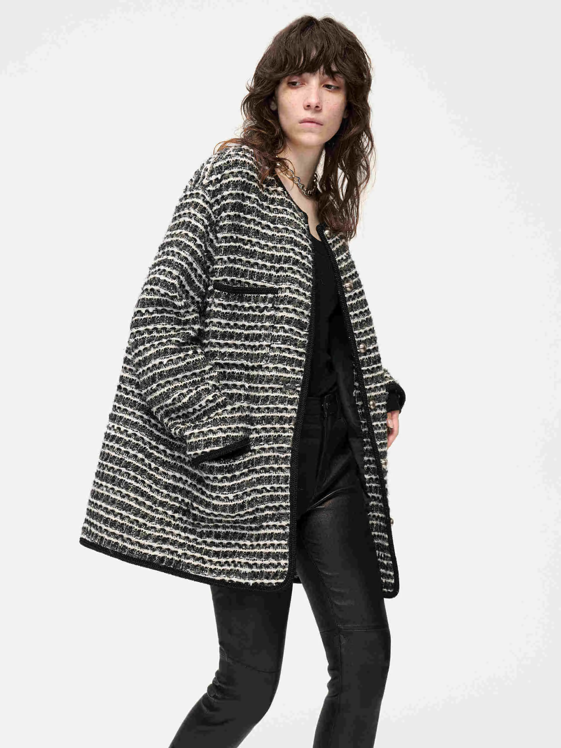 Pocket Detail Tweed Coat sold by Mo&Co product image thumbnail 2