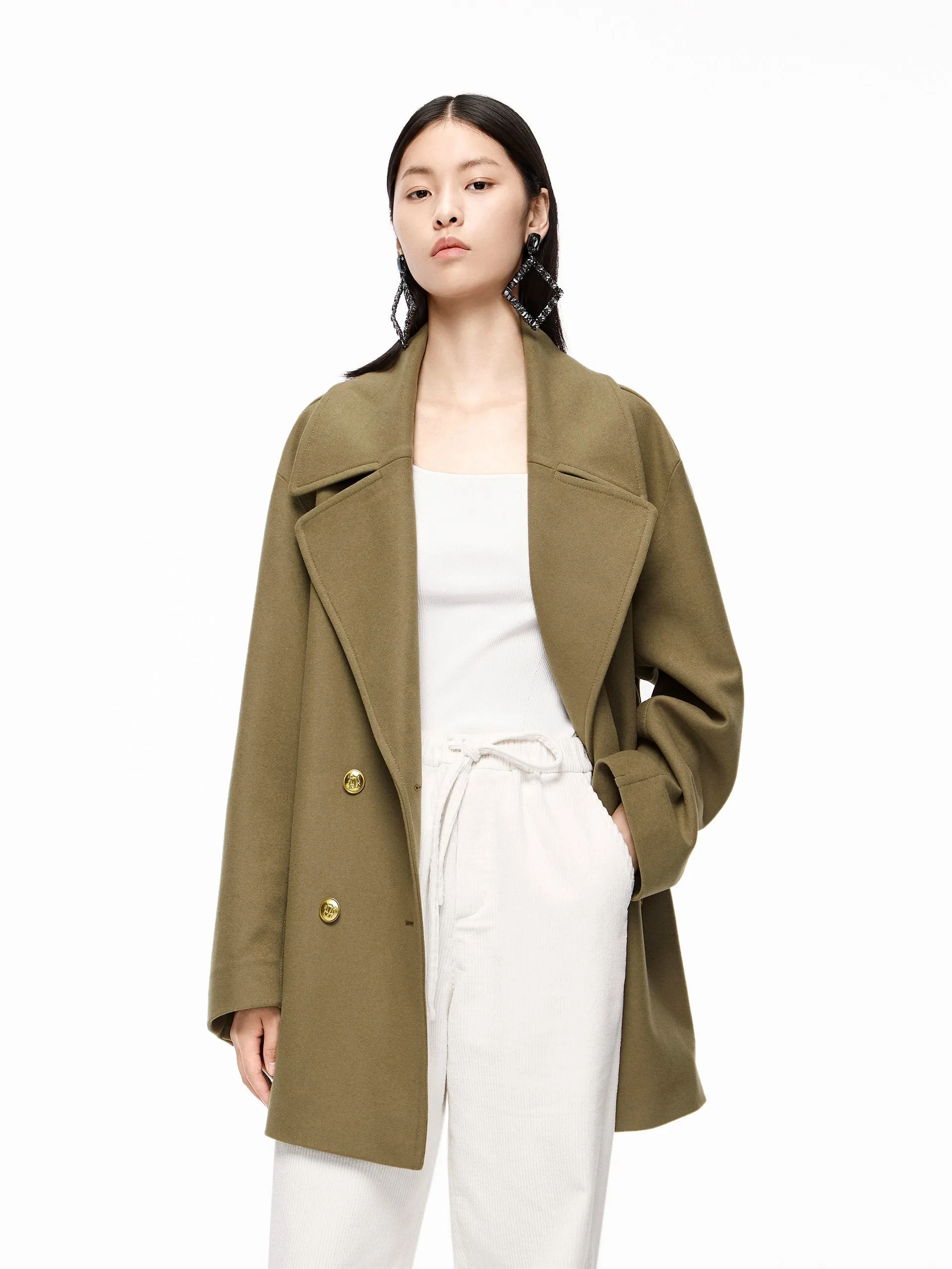 Wool Blend Lapel Coat sold by Mo&Co