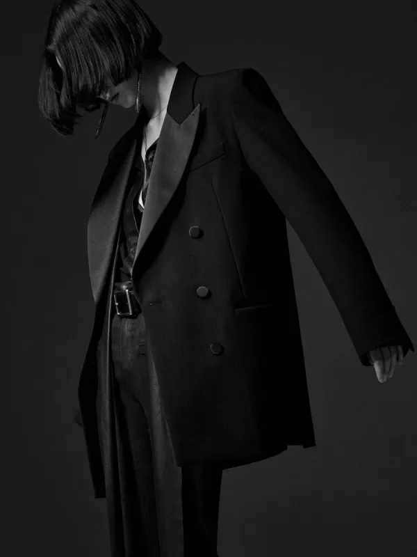 Satin Collar Tailored Blazer sold by Mo&Co