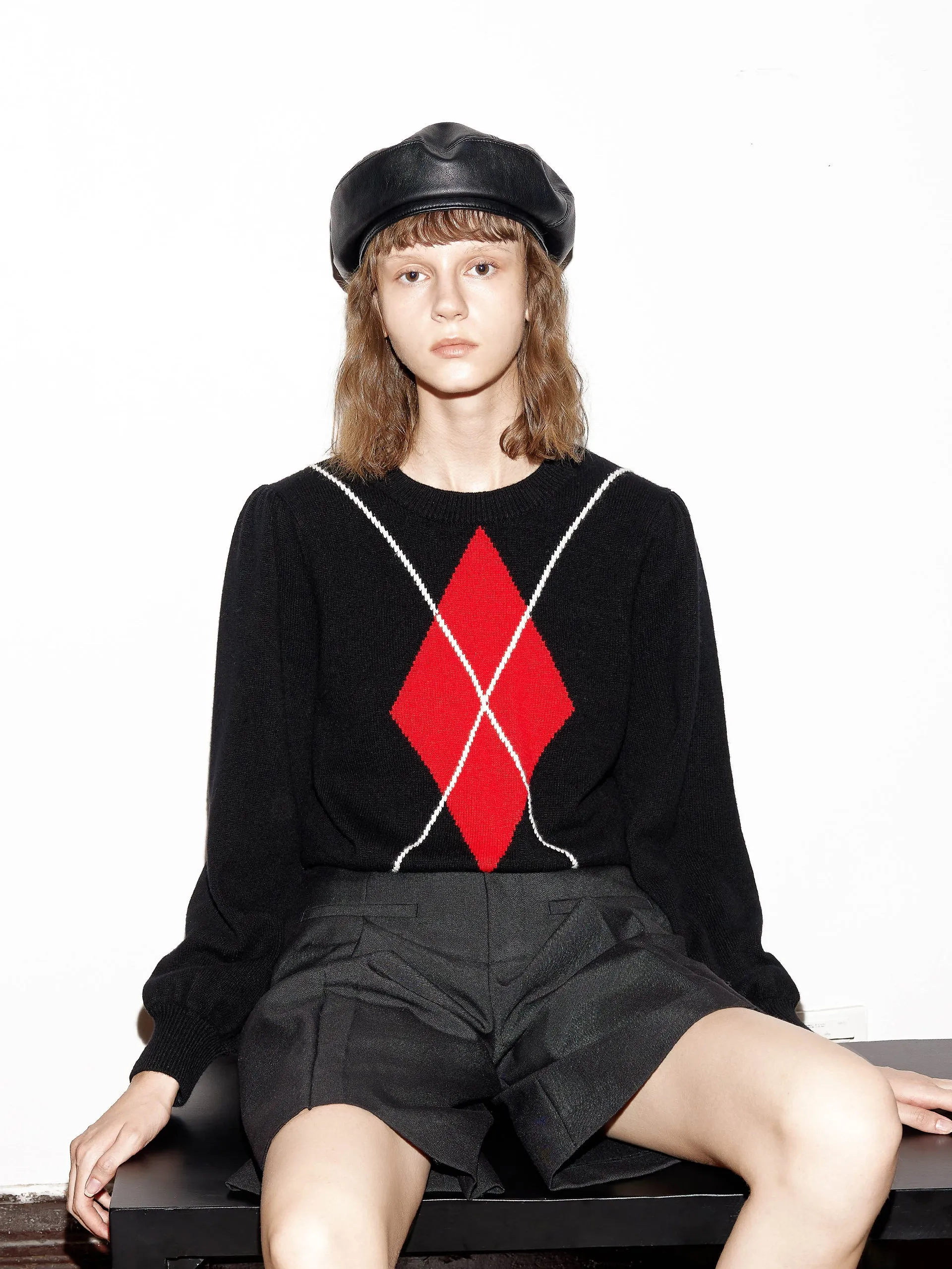 Wool Blend Geometric Pattern Sweater sold by Mo&Co