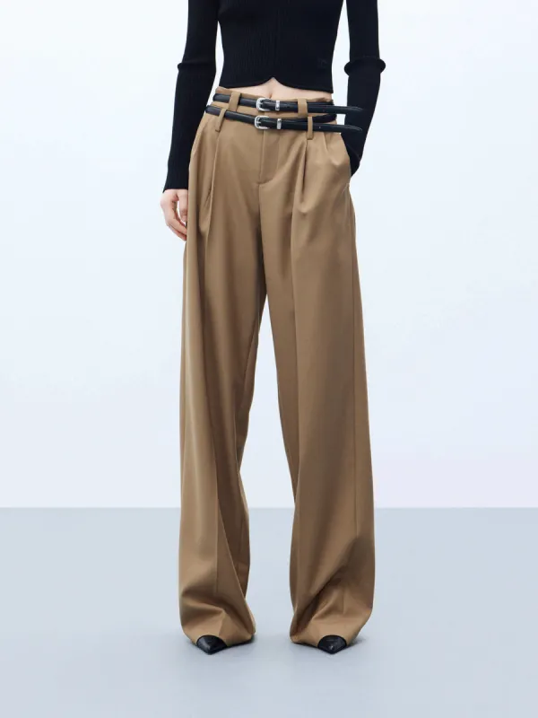 Wool Blend Pleated Pants sold by Mo&Co