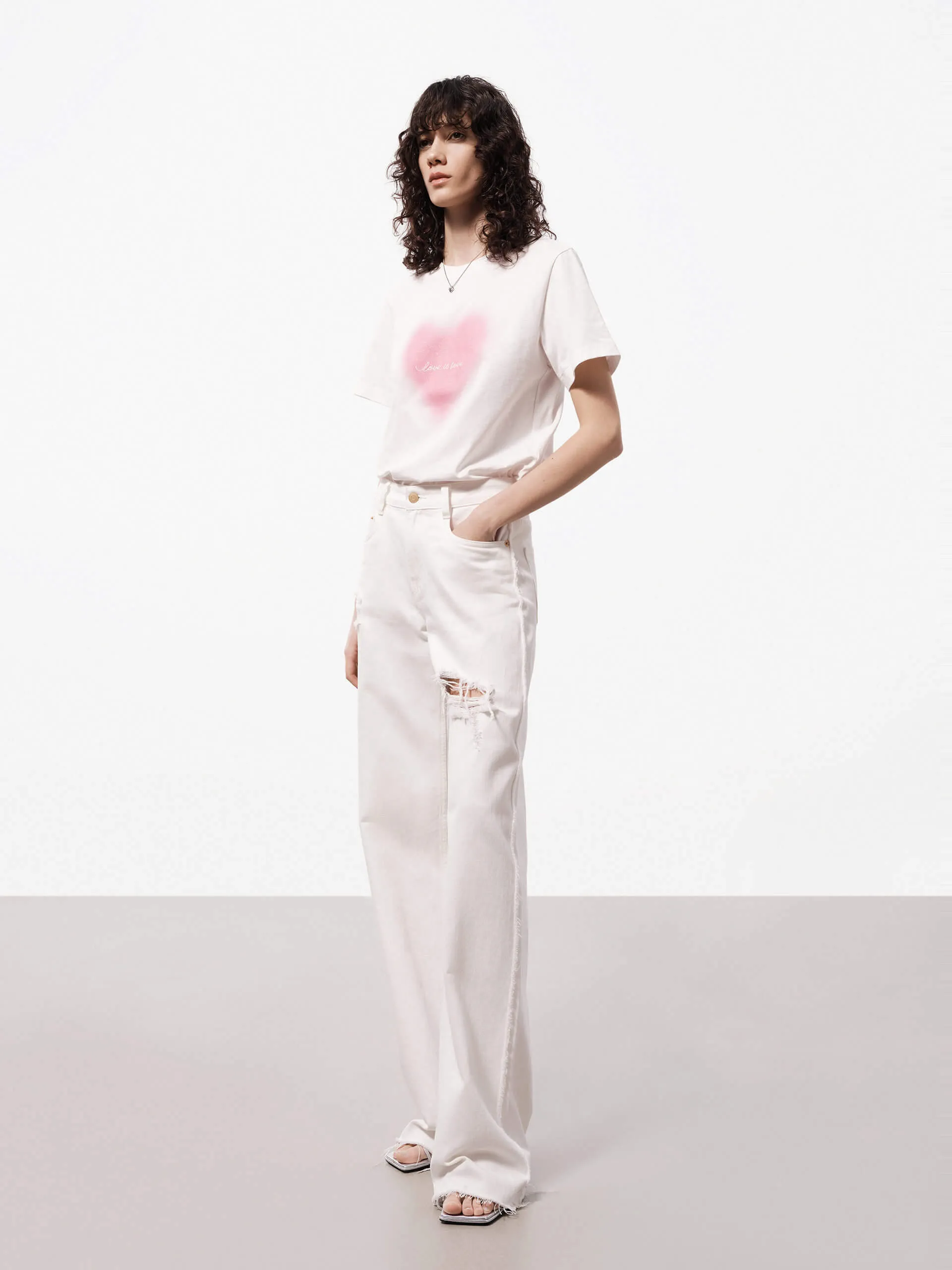 Cotton Heart Print T-shirt sold by Mo&Co product image thumbnail 2