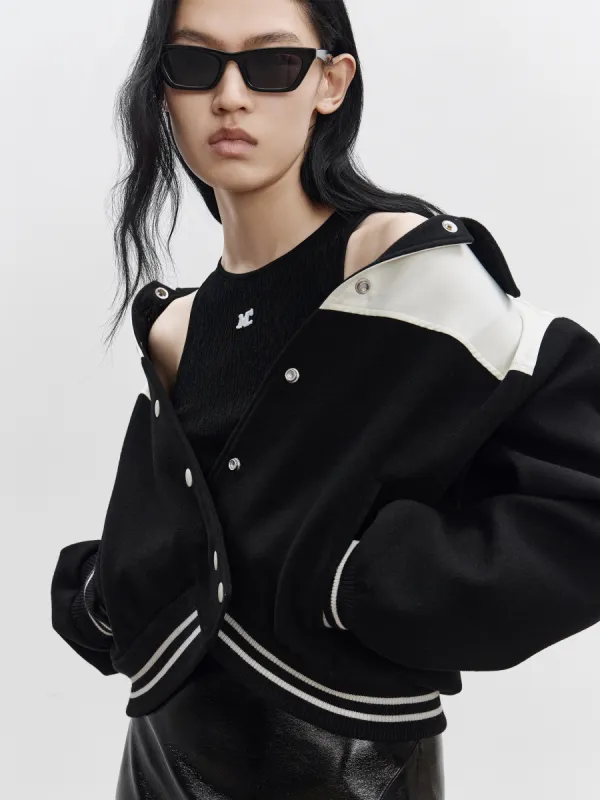 Baseball Contrast Wool Jacket sold by Mo&Co