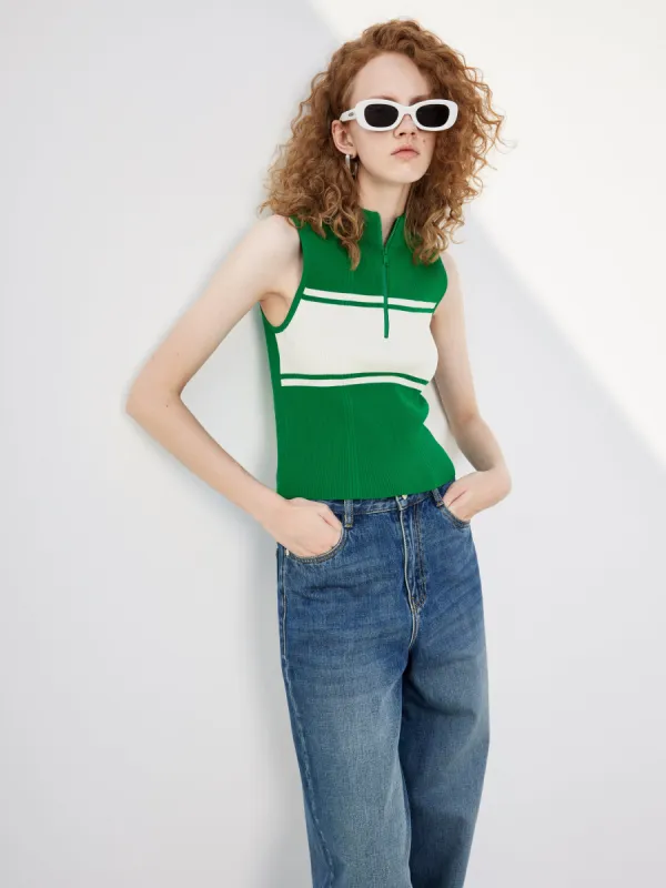 Contrast Sleeveless Knit Top sold by Mo&Co