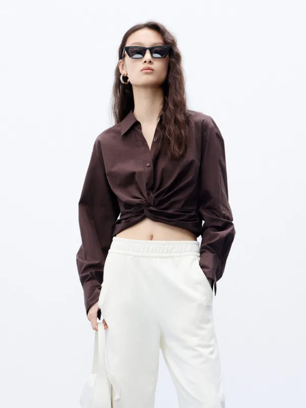 Cropped Twisted Details Shirt sold by Mo&Co