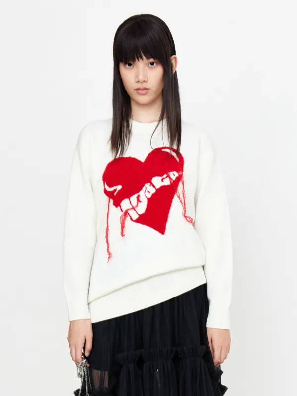 Fringed Heart Pattern Wool Knit Dress sold by Mo&Co