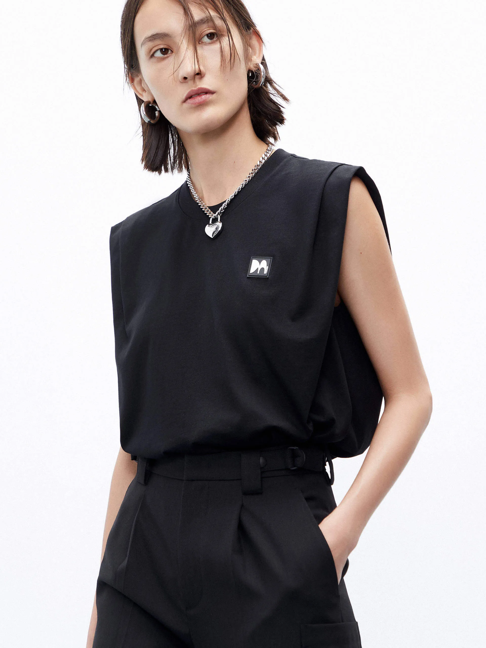 Sleeveless Cotton T-Shirt sold by Mo&Co