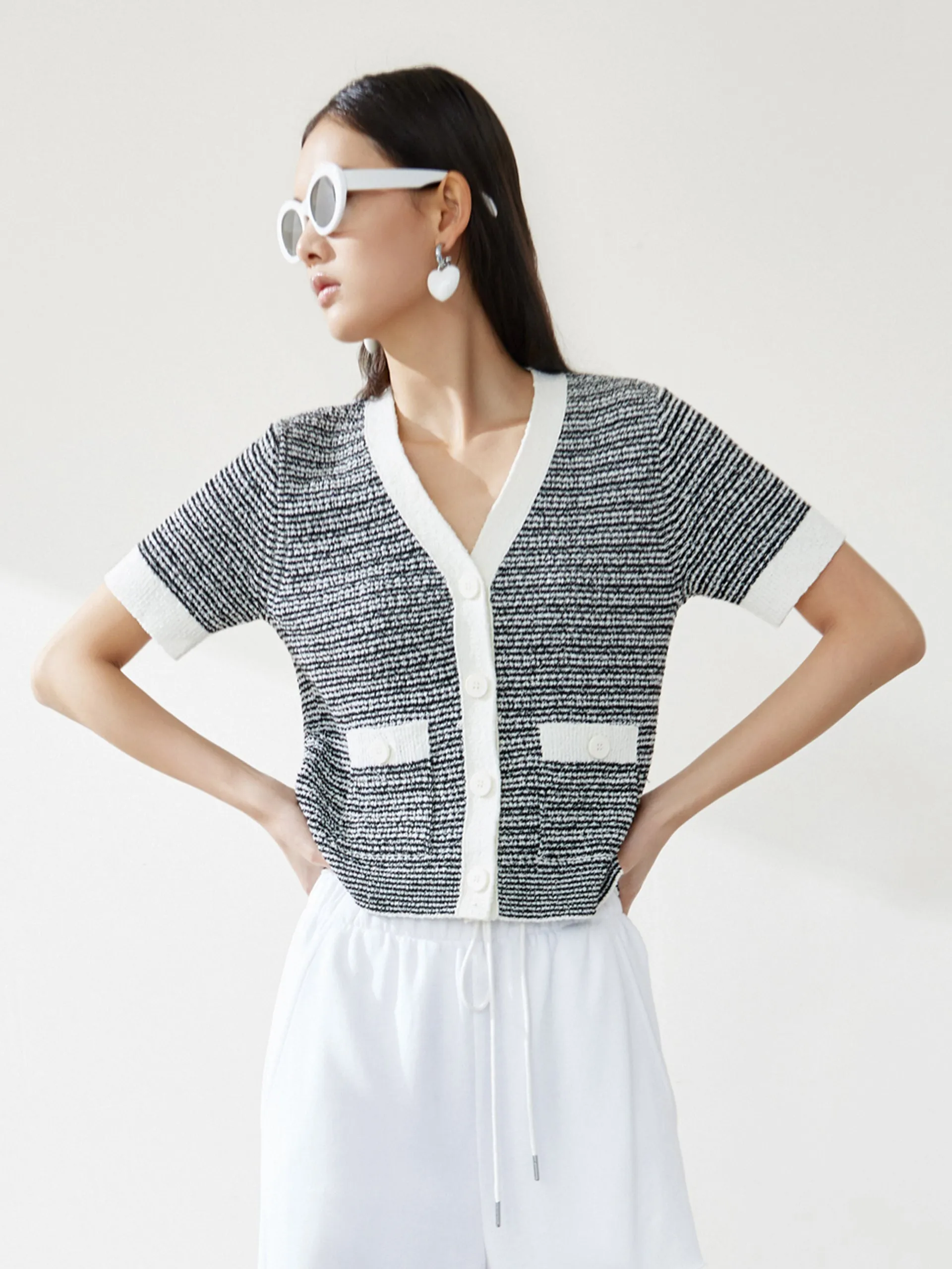 Contrast Knitted Short Cardigan sold by Mo&Co product image thumbnail 2
