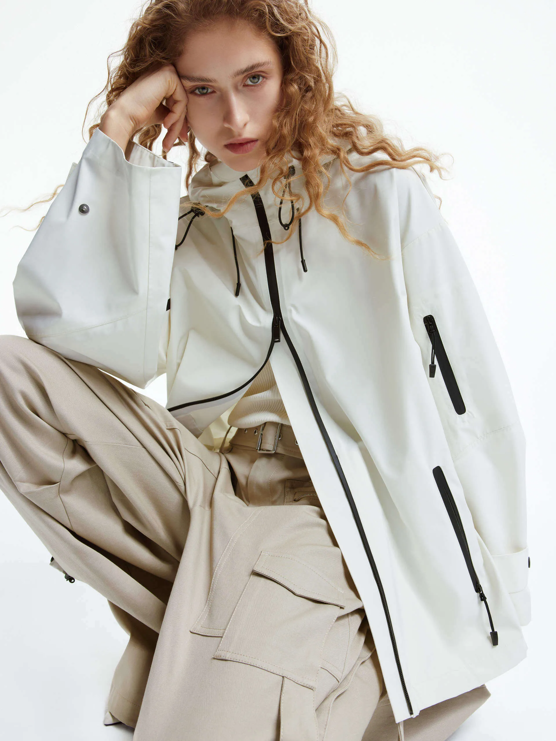 Zipper Detail Hooded Jacket sold by Mo&Co