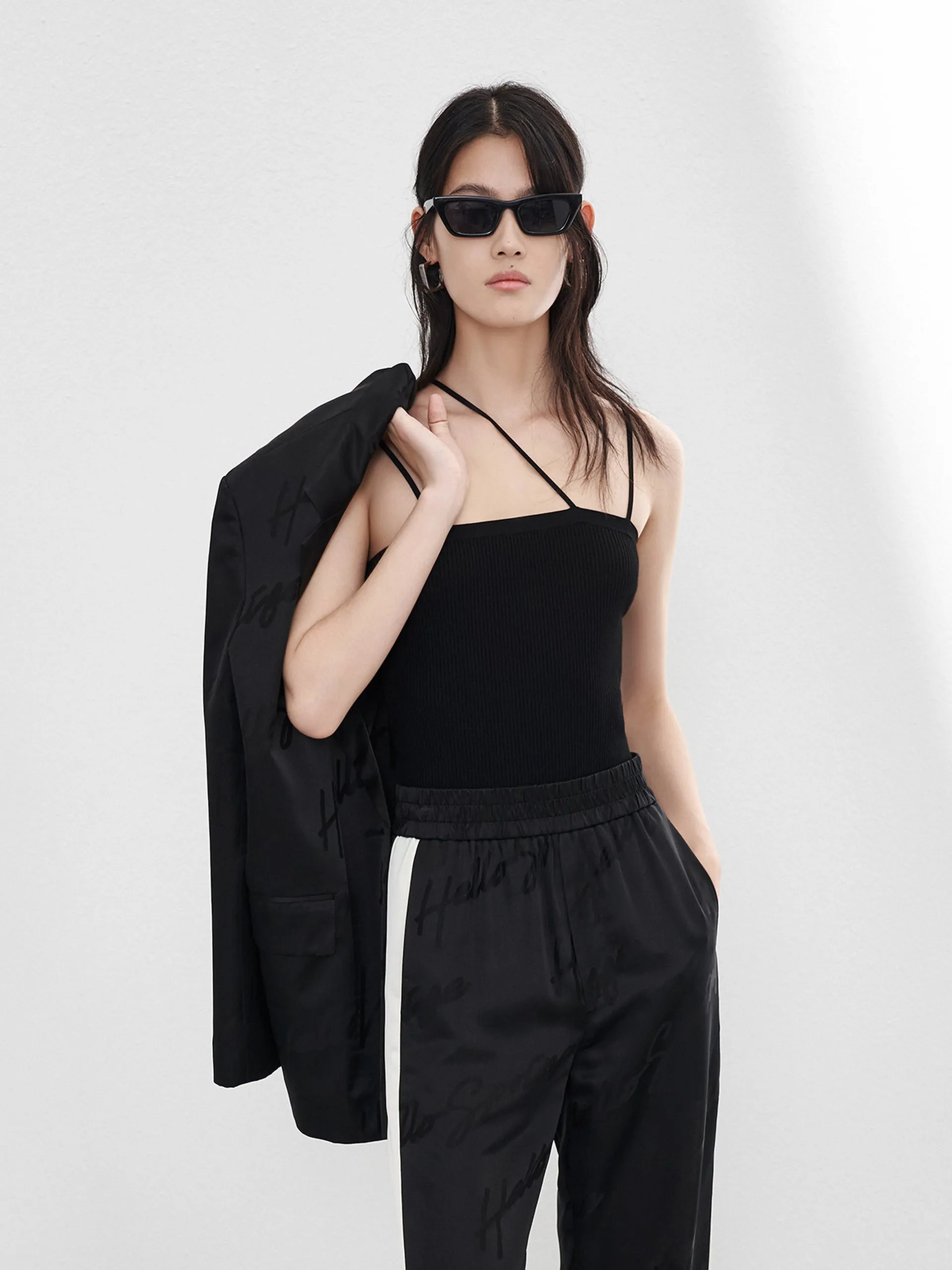 Spaghetti Strap Ribbed Knit Tank Top sold by Mo&Co product image thumbnail 5