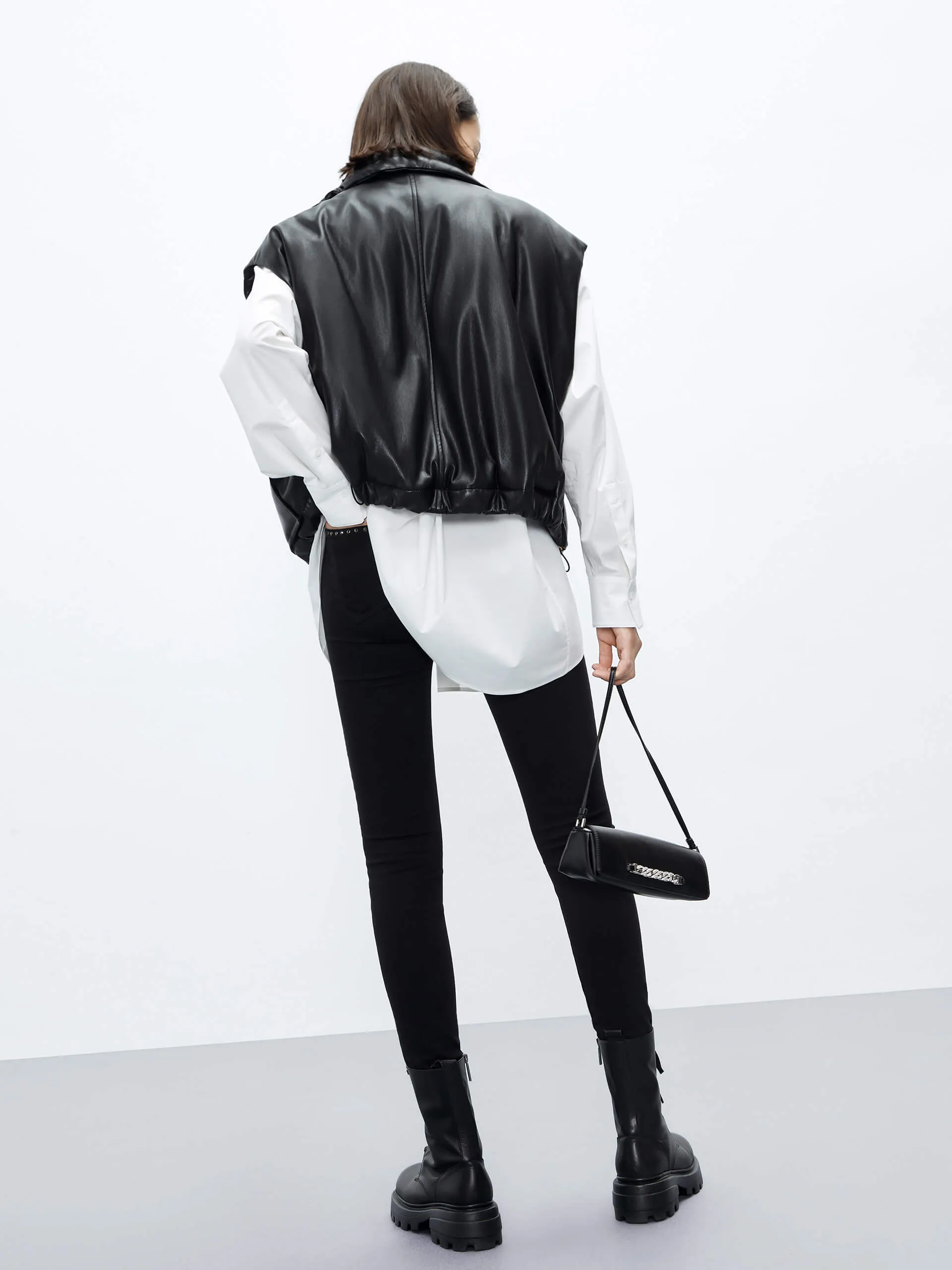 PU Leather Puffer Vest sold by Mo&Co product image thumbnail 3