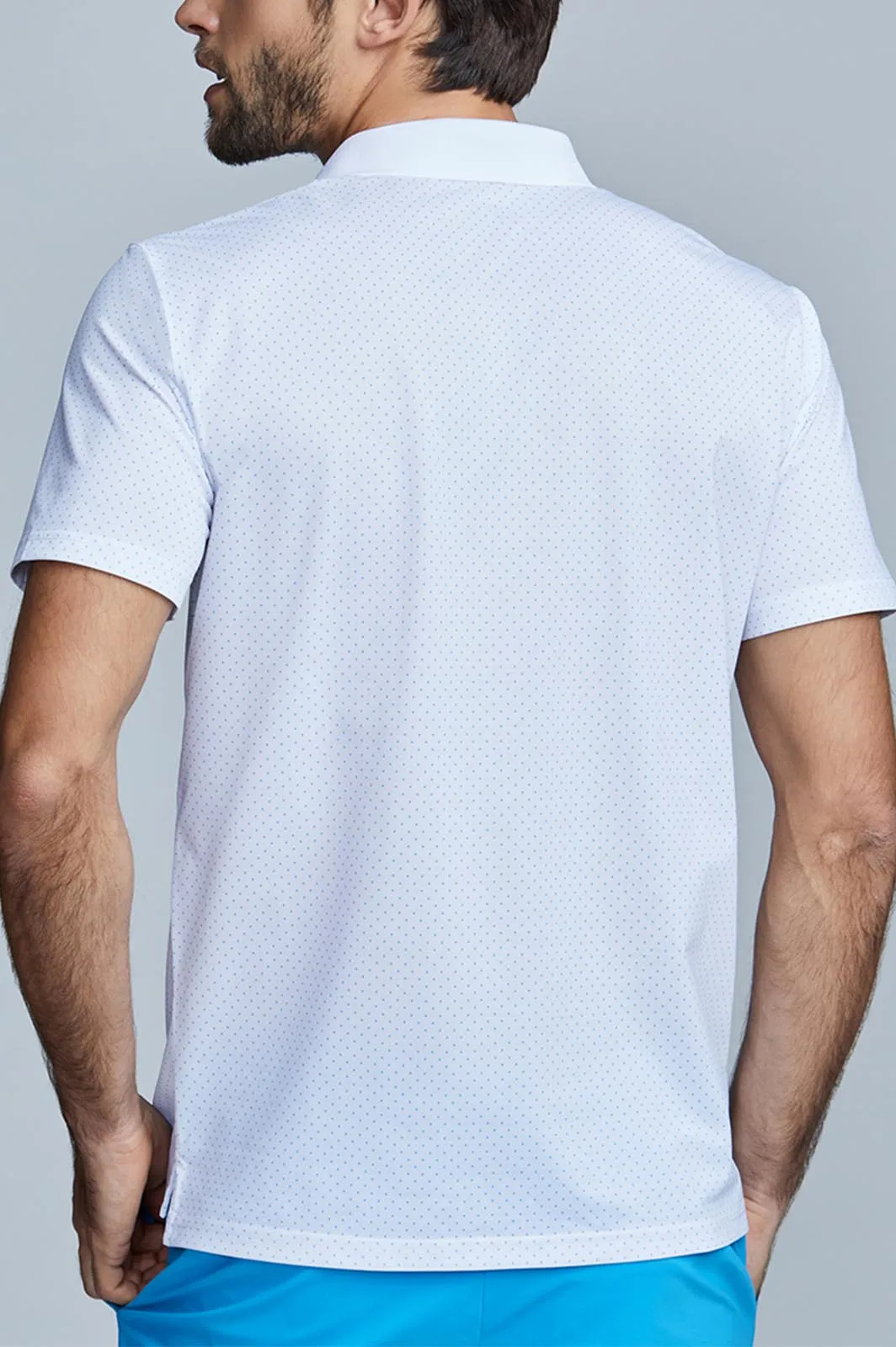 Oceaya Polo Slim Fit White and Blue Polka Dot sold by State of Matter product image thumbnail 2