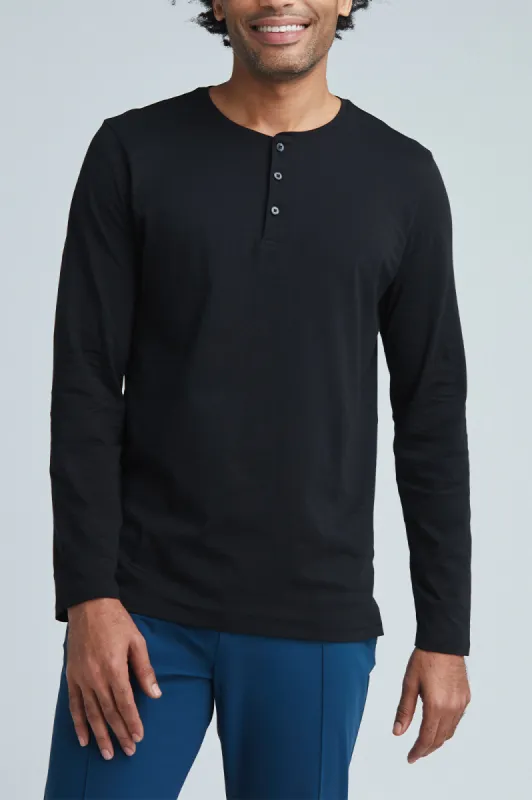 Henley Long Sleeve Shirt Black sold by State of Matter