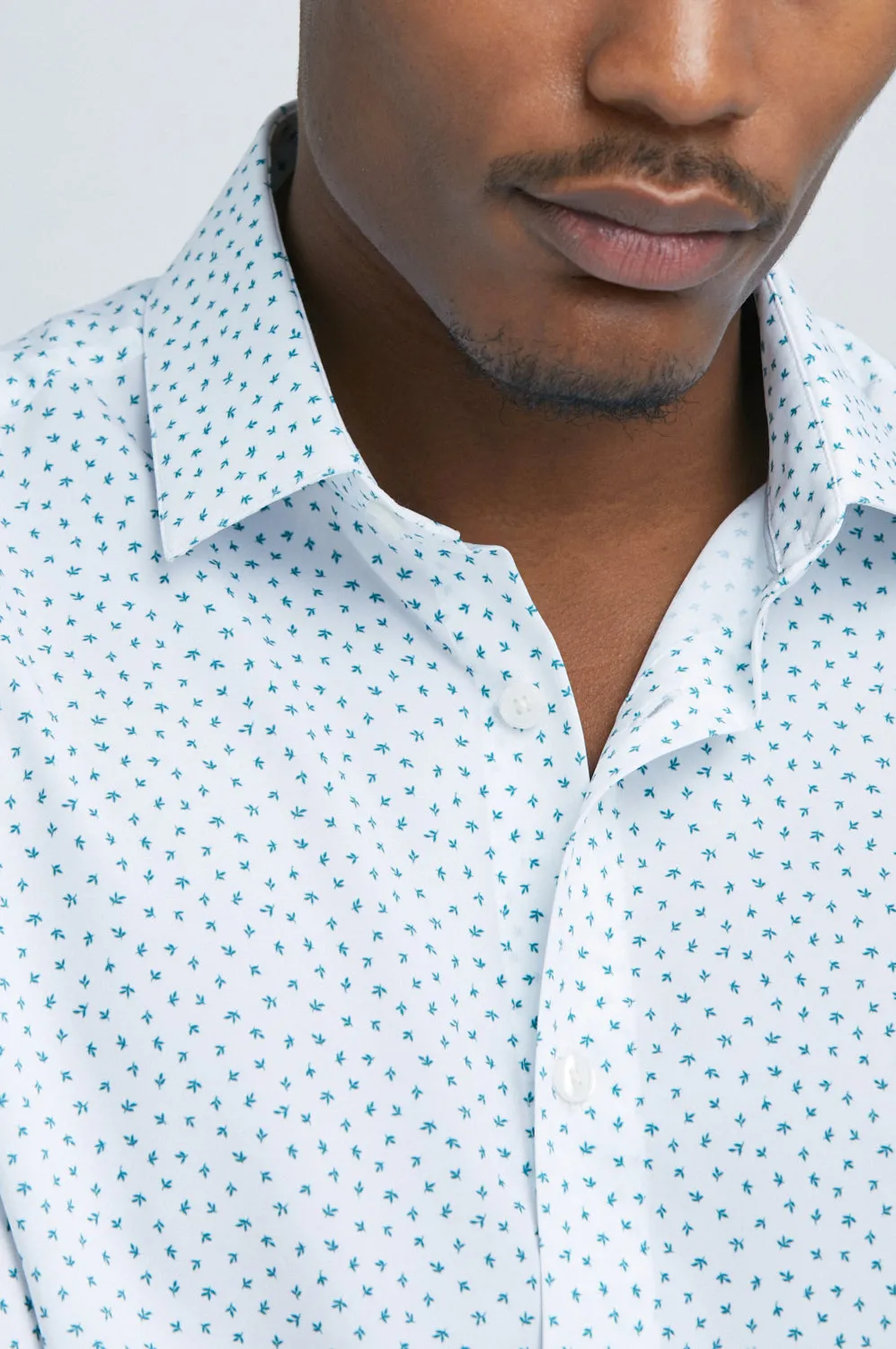 Phoenix Long Sleeve Button Up Shirt White Green Leaf sold by State of Matter product image thumbnail 2
