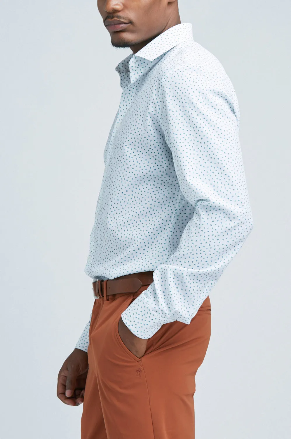 Phoenix Long Sleeve Button Up Shirt White Green Leaf sold by State of Matter product image thumbnail 3
