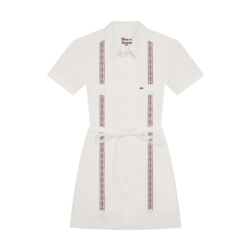 Tejas Guayabera Dress - Maroon sold by Texas Standard