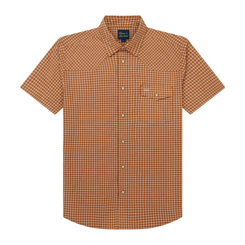 Western Field Shirt Short Sleeve - Burnt Orange Check sold by Texas Standard