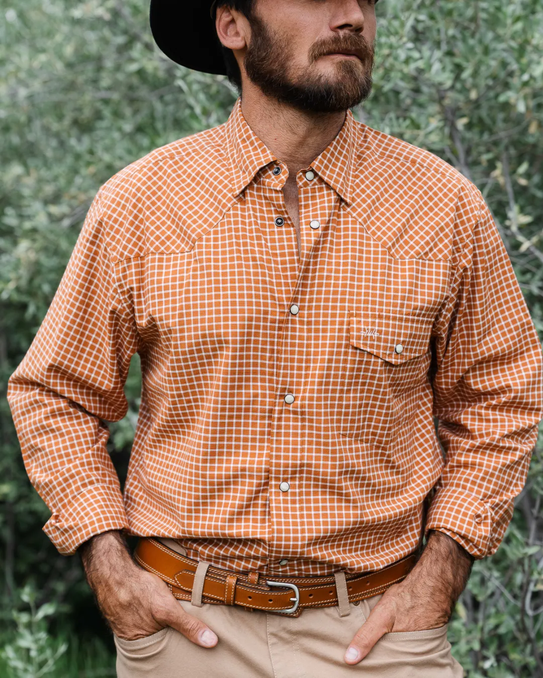 Western Field Shirt - Burnt Orange Check sold by Texas Standard product image thumbnail 4