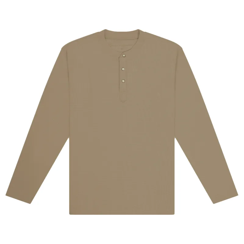 Standard Waffle Henley - Pecan Brown sold by Texas Standard