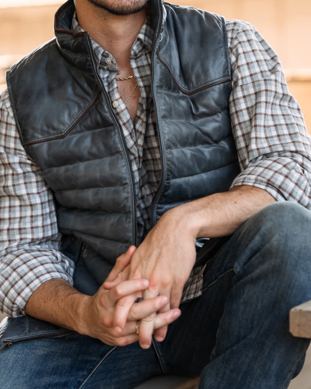Maverick Leather Vest - Slate sold by Texas Standard product image thumbnail 3
