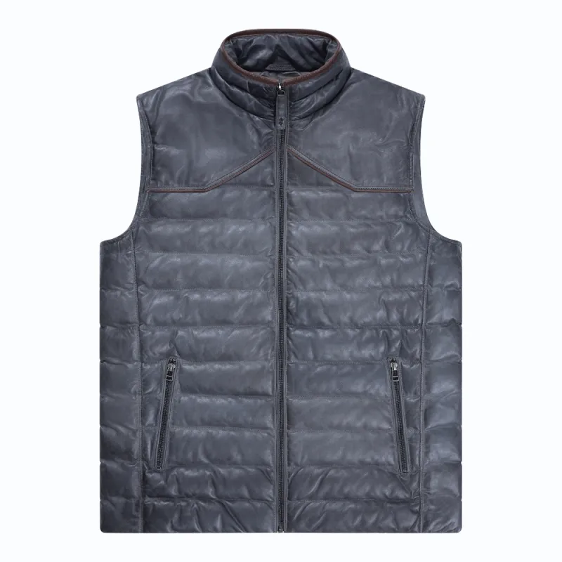 Maverick Leather Vest - Slate made by Texas Standard