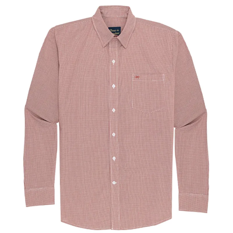 Gameday Sport Shirt - Burnt Orange Microcheck sold by Texas Standard