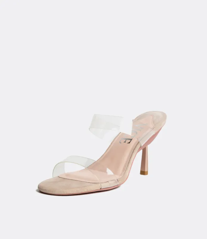 Clear Mules in Beige PVC sold by VICE VERSA