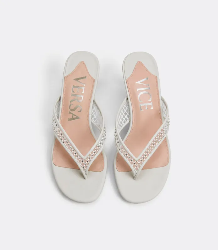Margo Sandals in White Crystal Mesh made by VICE VERSA