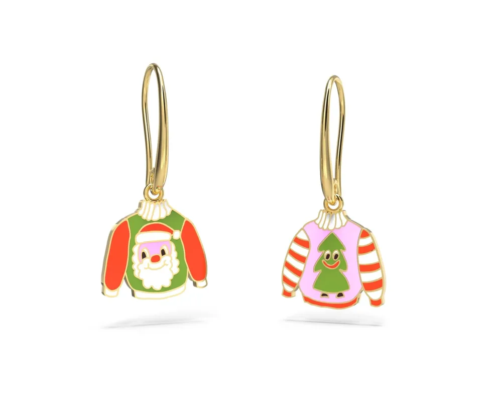 Christmas Santa and Tree Drop Earrings sold by Yellow Owl Workshop