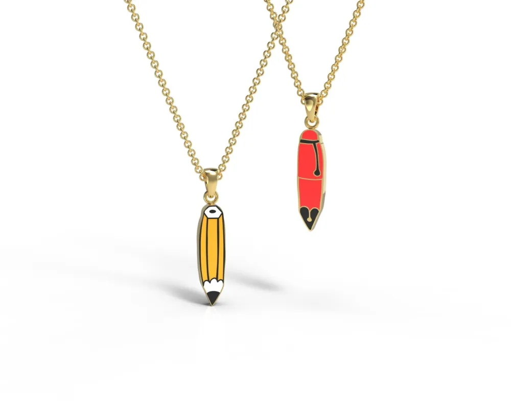 Pen & Pencil - Double Sided Pendant sold by Yellow Owl Workshop