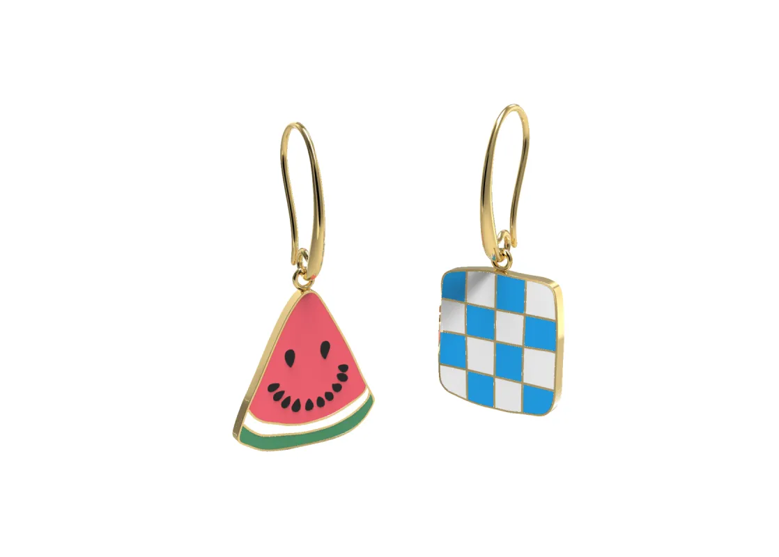 Watermelon Picnic Drop Earrings sold by Yellow Owl Workshop