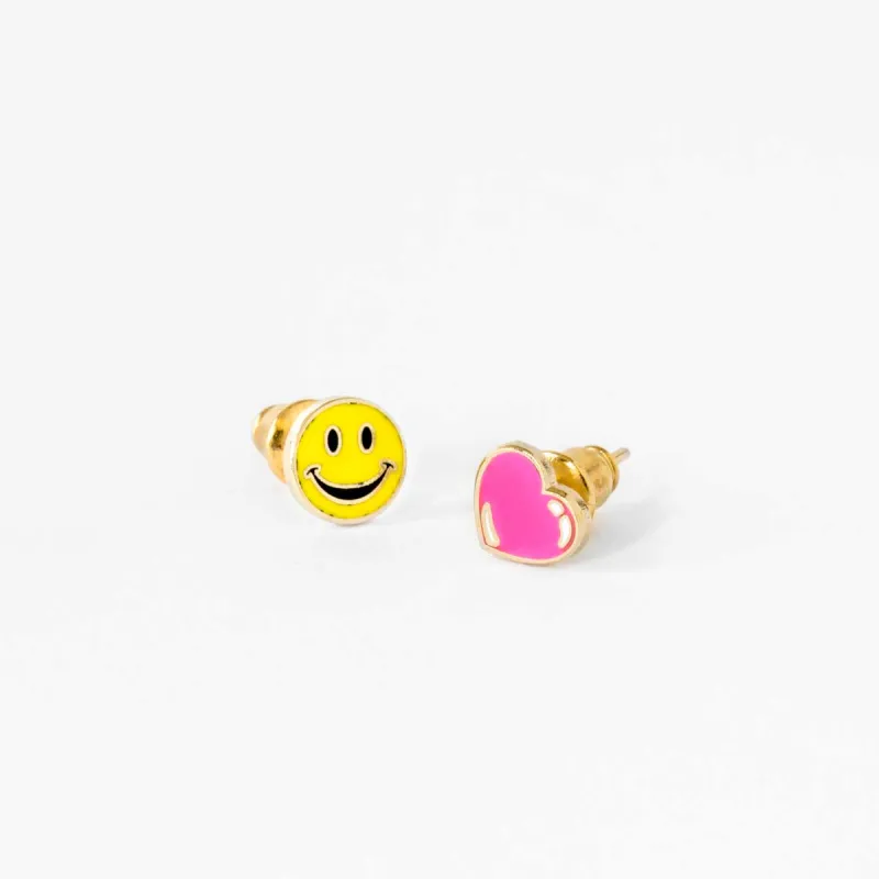 Happy Face & Heart Earrings sold by Yellow Owl Workshop
