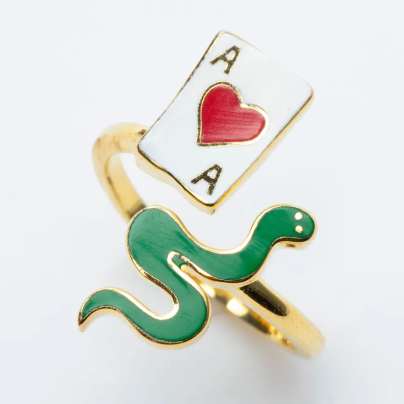 Ace of Hearts & Snake Ring sold by Yellow Owl Workshop
