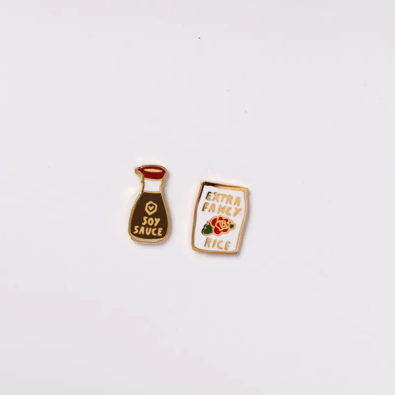 Soy Sauce & Rice Earrings made by Yellow Owl Workshop