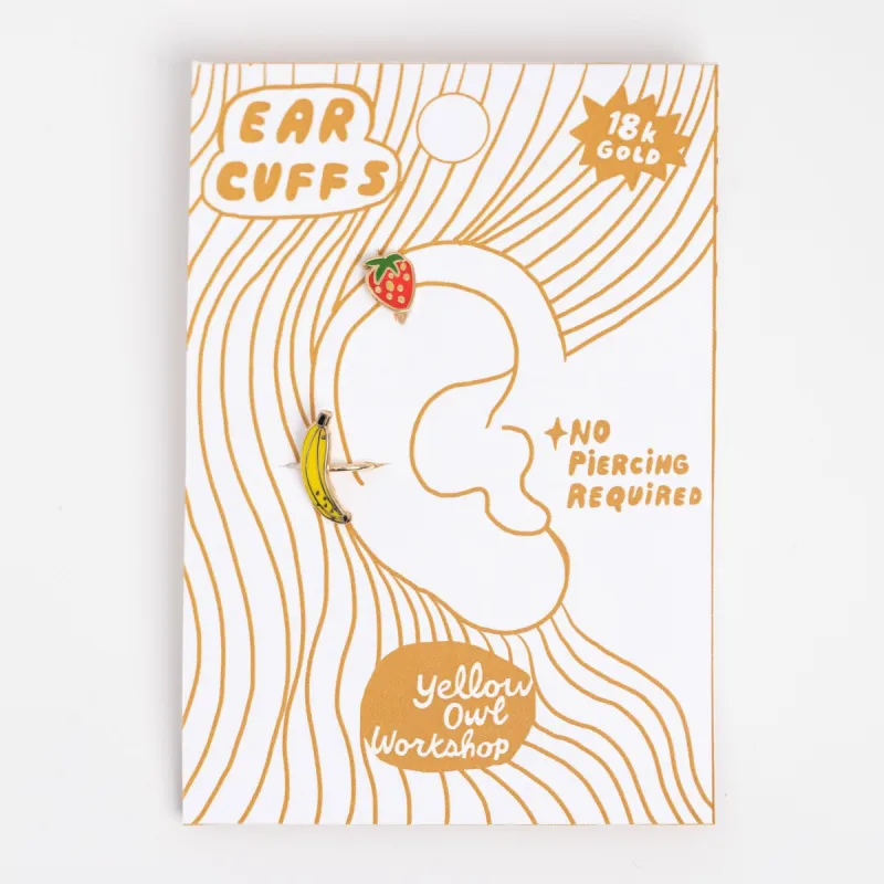 Strawberry & Banana Ear Cuffs sold by Yellow Owl Workshop