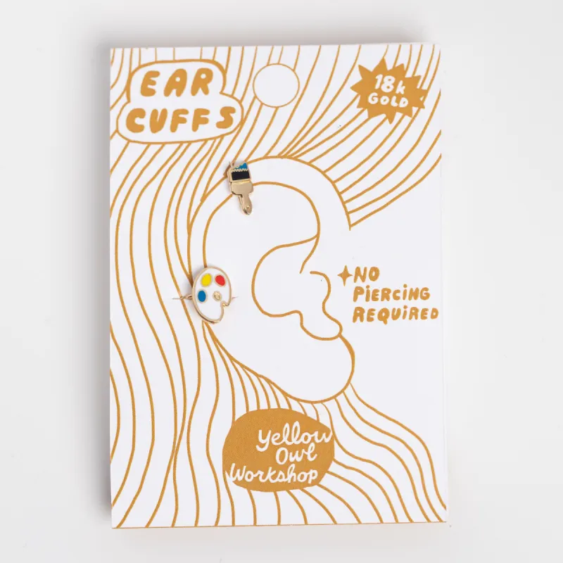 Paint Brush & Palette Ear Cuffs sold by Yellow Owl Workshop