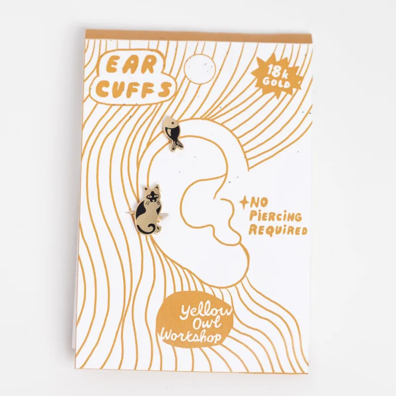 Cat & Fish Ear Cuffs made by Yellow Owl Workshop