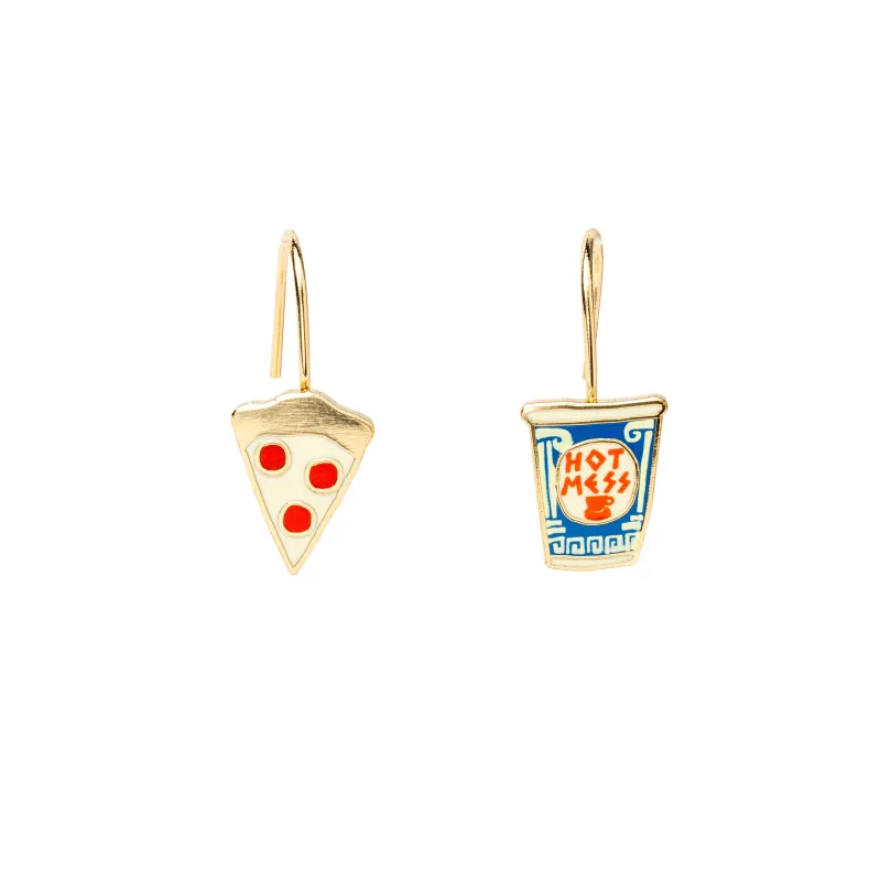 Pizza & Coffee Cup Drop Earrings sold by Yellow Owl Workshop