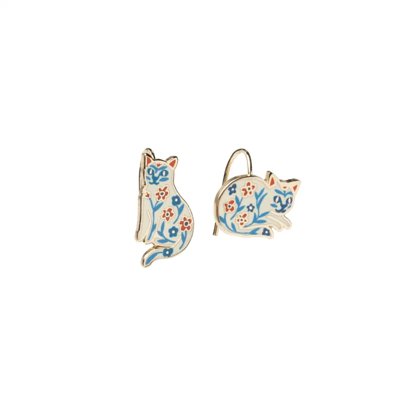 Floral Cats Drop Earrings sold by Yellow Owl Workshop