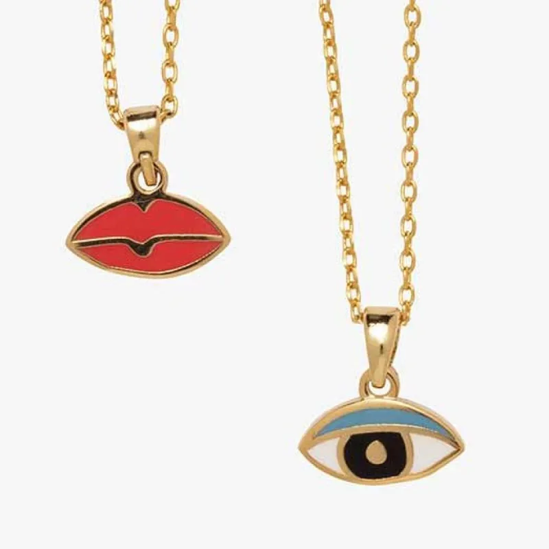 Eyes & Lips - Double Sided Pendant sold by Yellow Owl Workshop