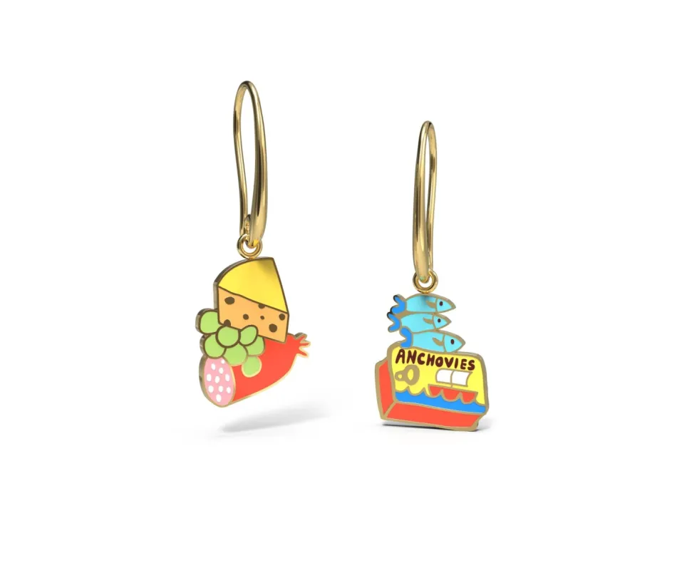 Cheese and Fish Drop Earrings sold by Yellow Owl Workshop