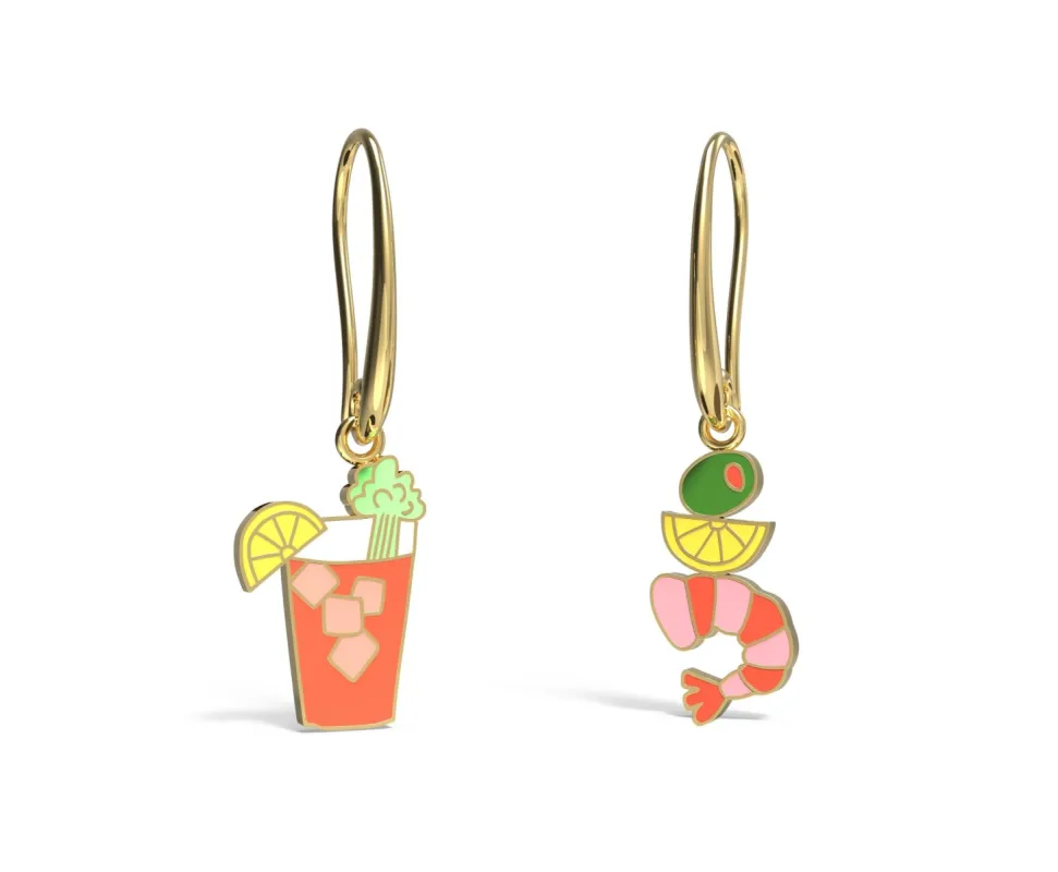 Bloody Mary and Shrimp Drop Earrings sold by Yellow Owl Workshop