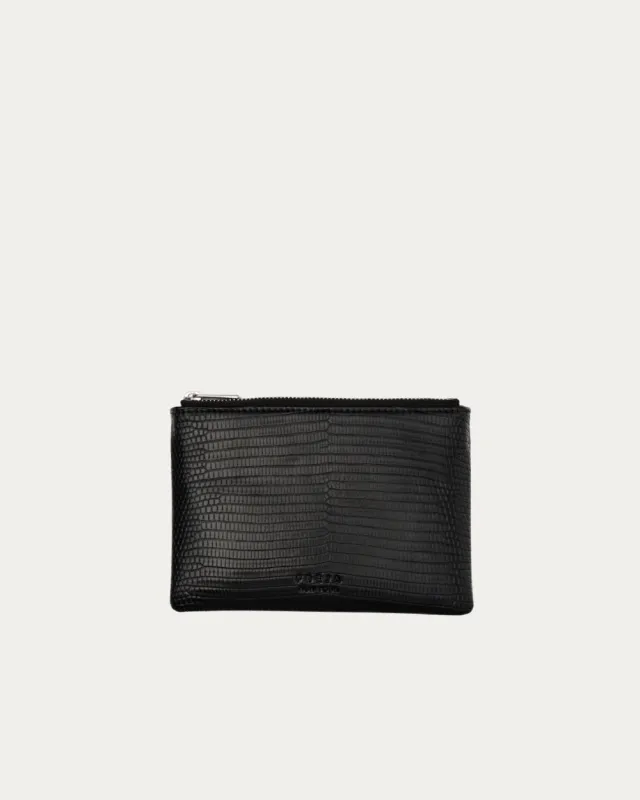 Zip Pouch Black Lizard sold by Freja New York