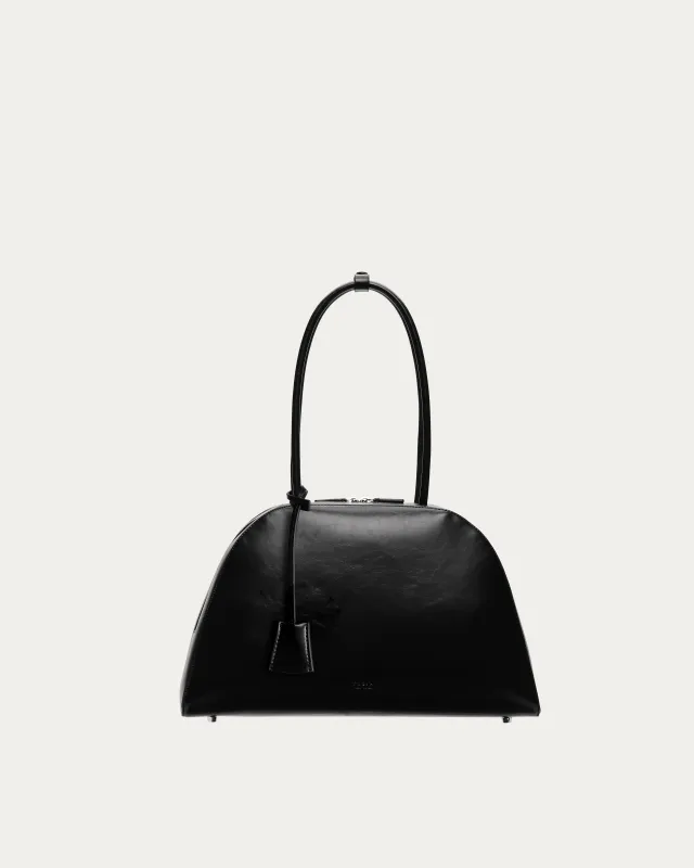 Alma Bag Tall Black Gloss sold by Freja New York