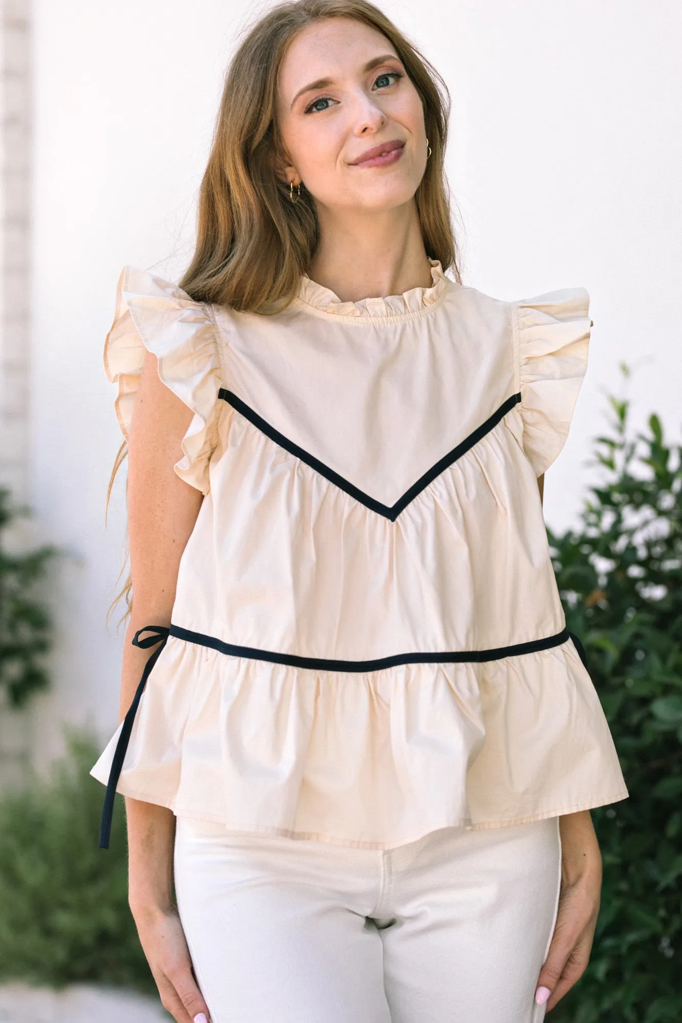 Bernadette Contrast Ruffled Top sold by Morning Lavender product image thumbnail 3