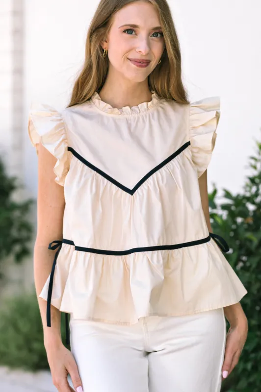 Bernadette Contrast Ruffled Top sold by Morning Lavender