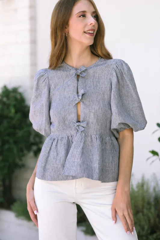 Lainey Striped Peplum Top sold by Morning Lavender