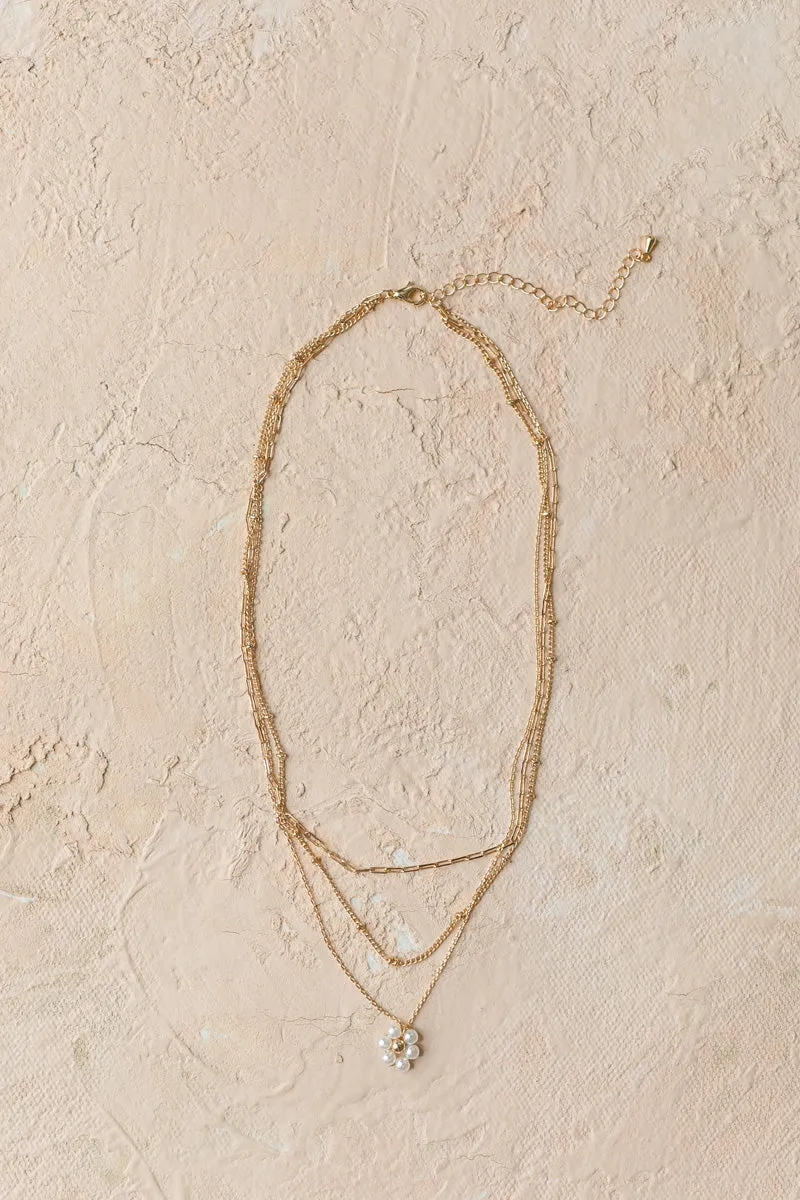 Blair Flower Pendant Layered Necklace sold by Morning Lavender