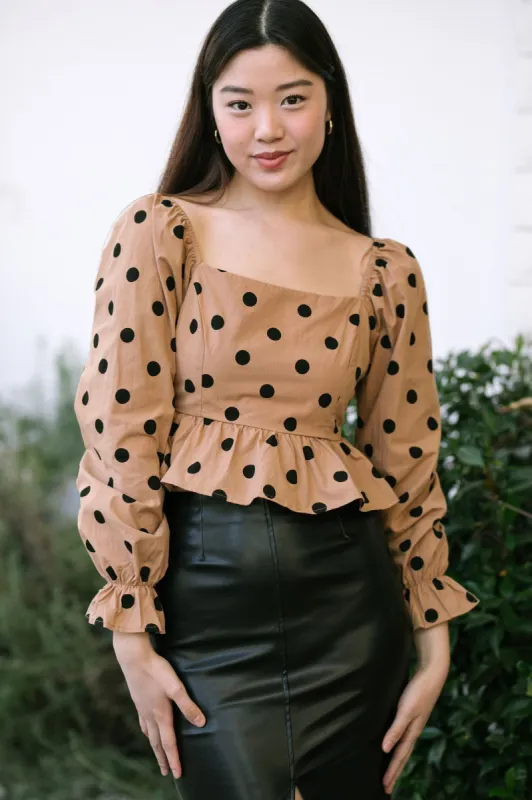 Lourdess Dotted Peplum Top sold by Morning Lavender